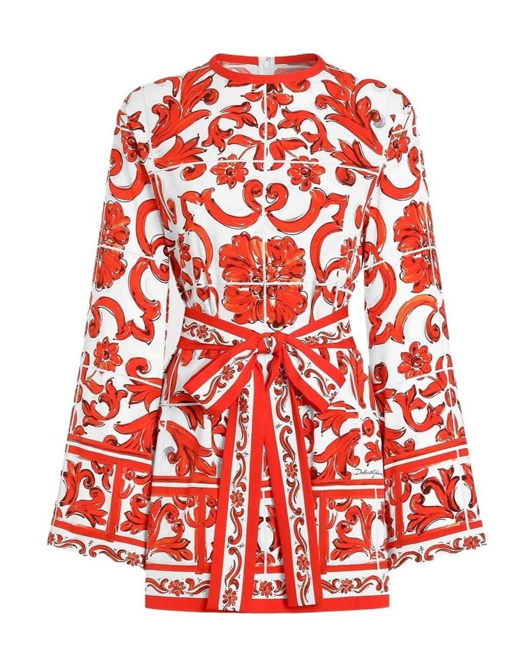 Dolce & Gabbana Red Majolica Printed Wrap Blouse
