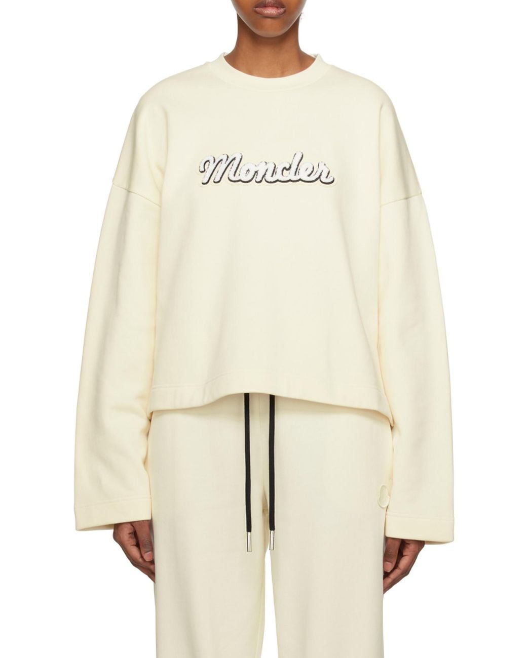 Moncler White Logo Printed Crewneck Sweatshirt