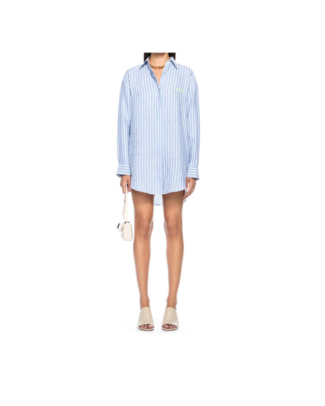 Off-White c/o Virgil Abloh Blue Striped Shirt Dress