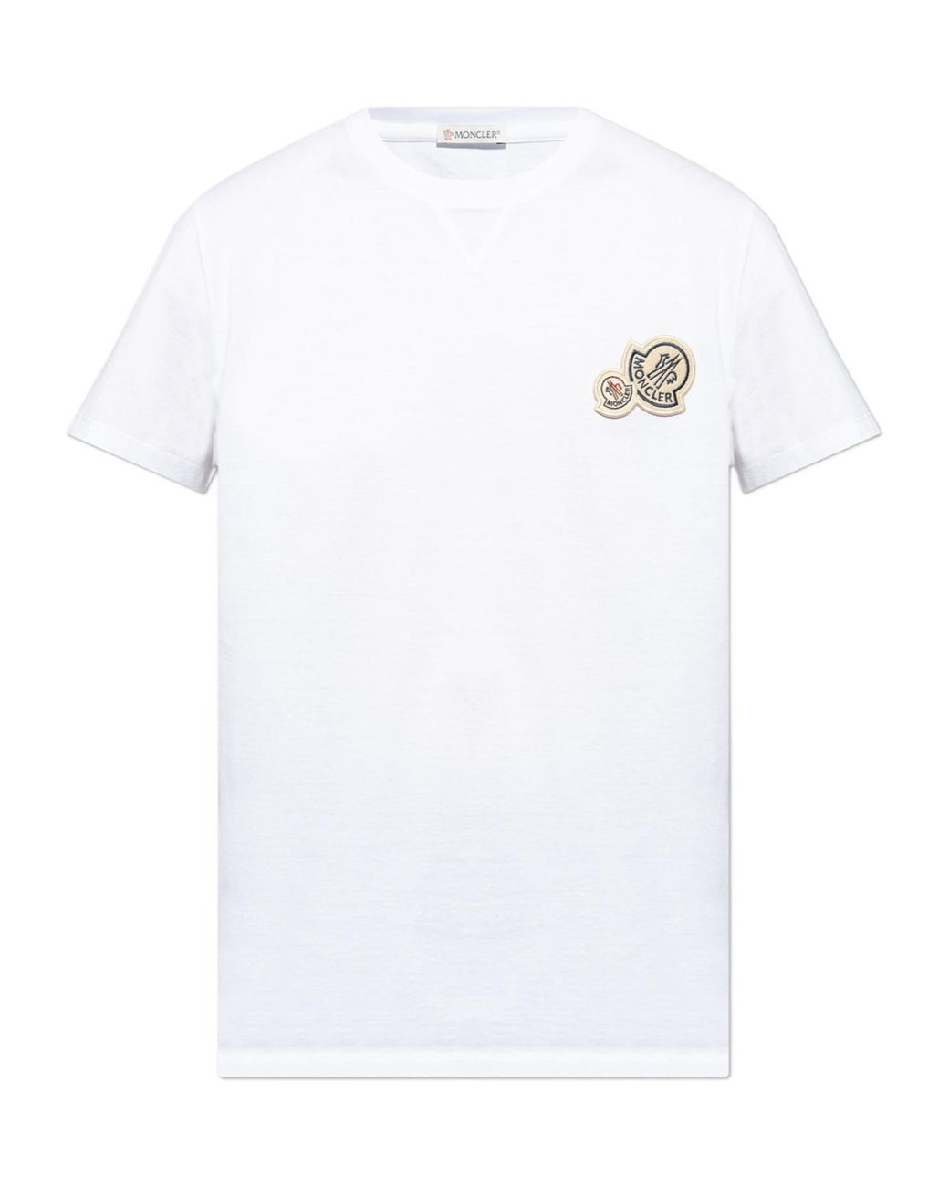 Moncler White Logo Patch Crewneck T-Shirt for men