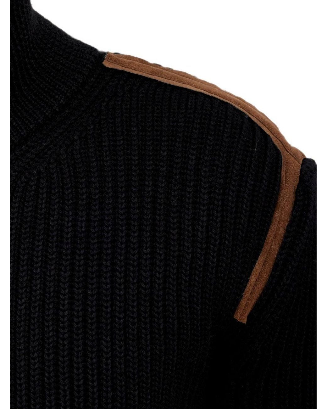 MM6 by Maison Margiela Black Ribbed-Knit Panelled Jacket for men