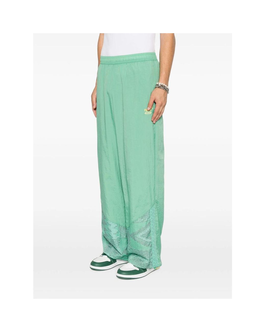 PUMA Green Logo-Embroidered Track Pants for men