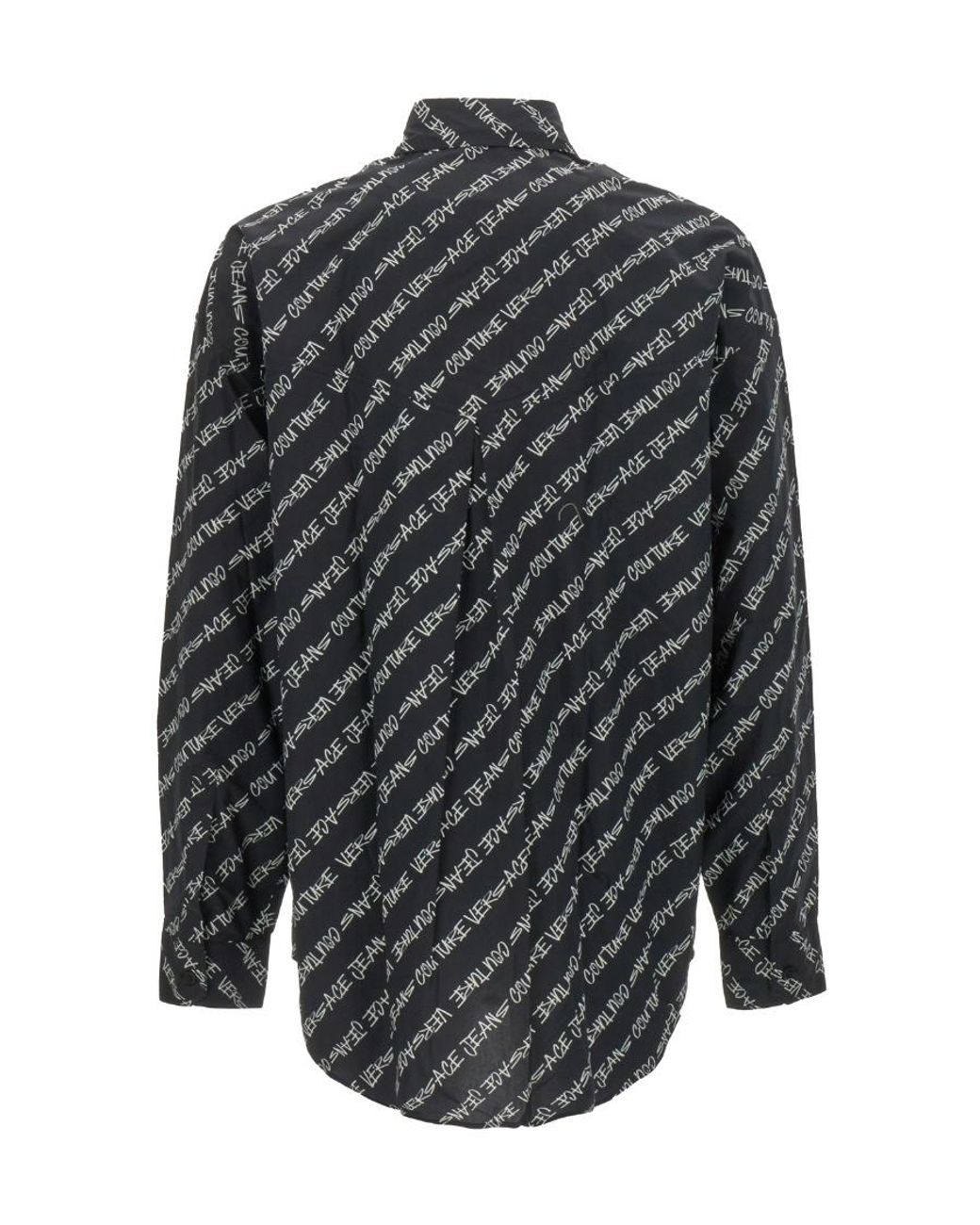 Versace Jeans Gray Logo-Print Cotton Shirt for men