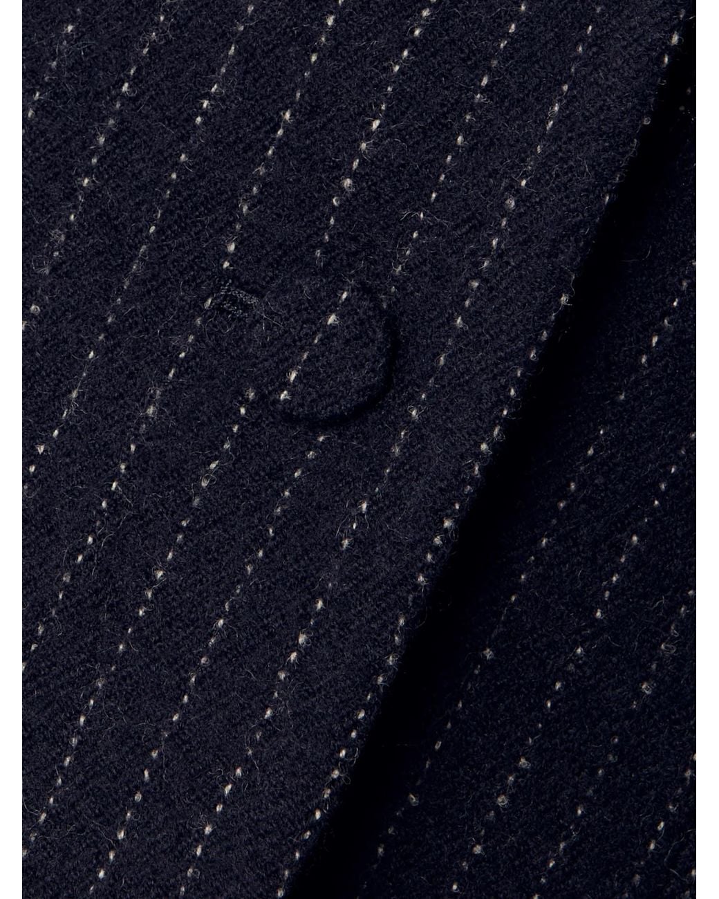 Dries Van Noten Blue Cropped Pinstriped Wool Blazer