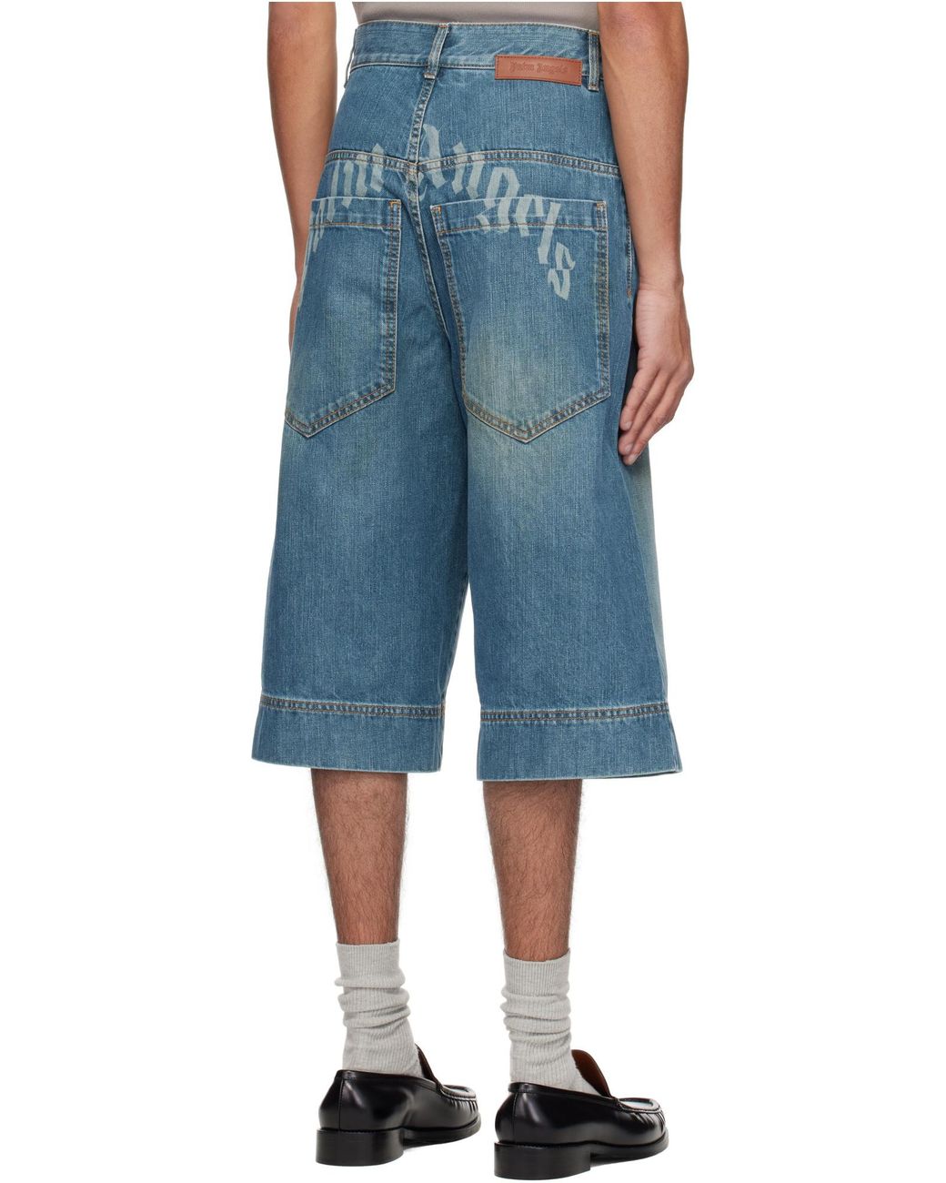 Palm Angels Blue G-Curved Shorts for men