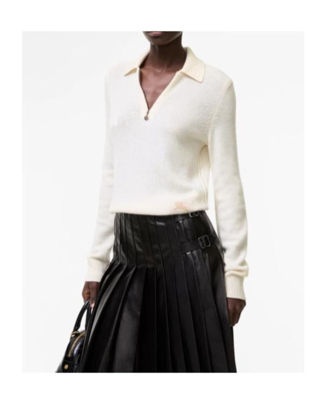 Burberry White Zip-Collar Cashmere Knitted Sweater