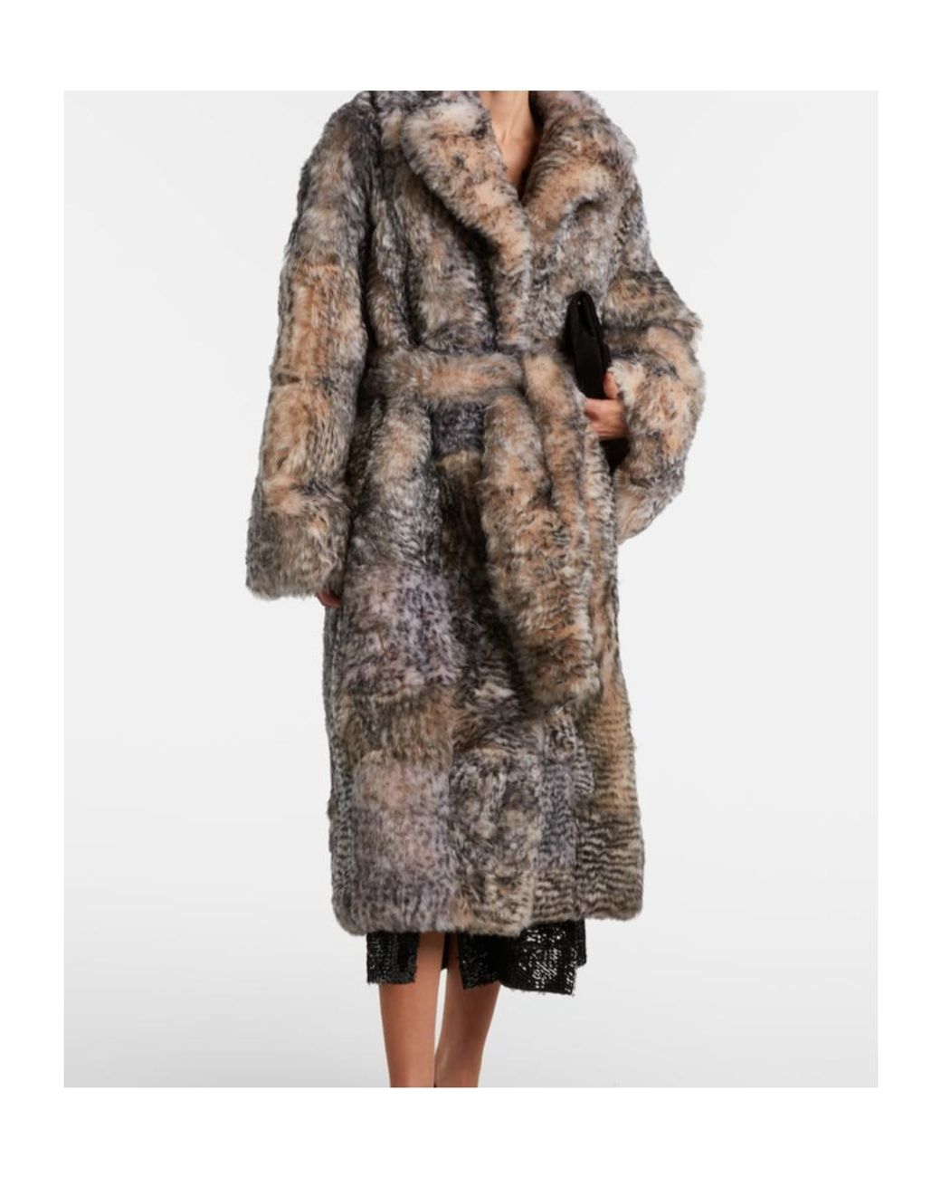 JACQUES WEI Gray Shearling Wrap Coat