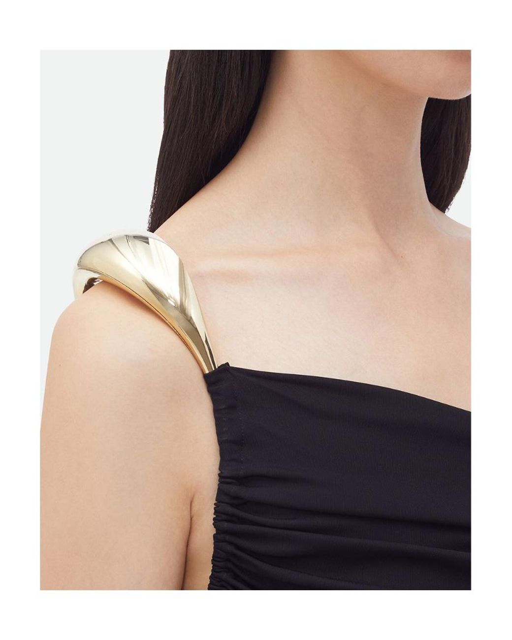 Bottega Veneta Black One-Shoulder Midi Dress