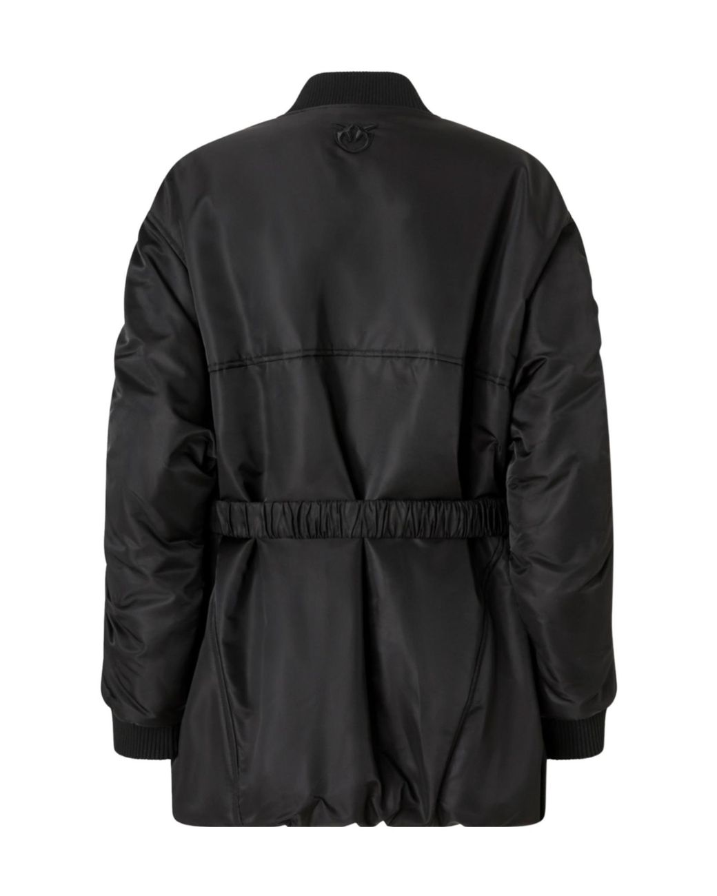 Pinko Black Logo Patch Gathered Sleeve Coat