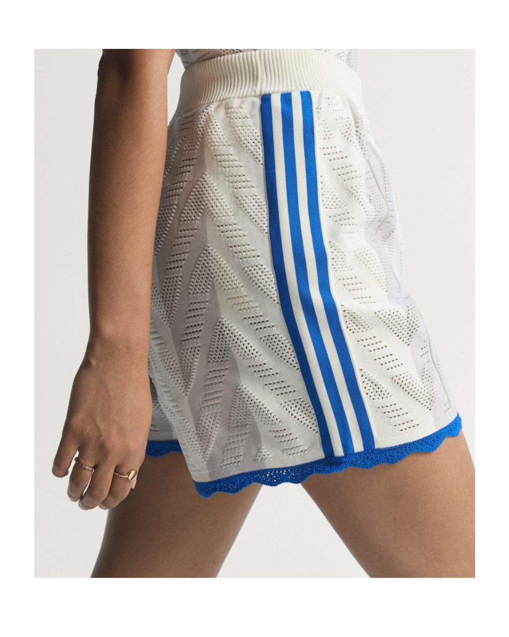 Adidas Originals Blue Logo Trim Knit Shorts
