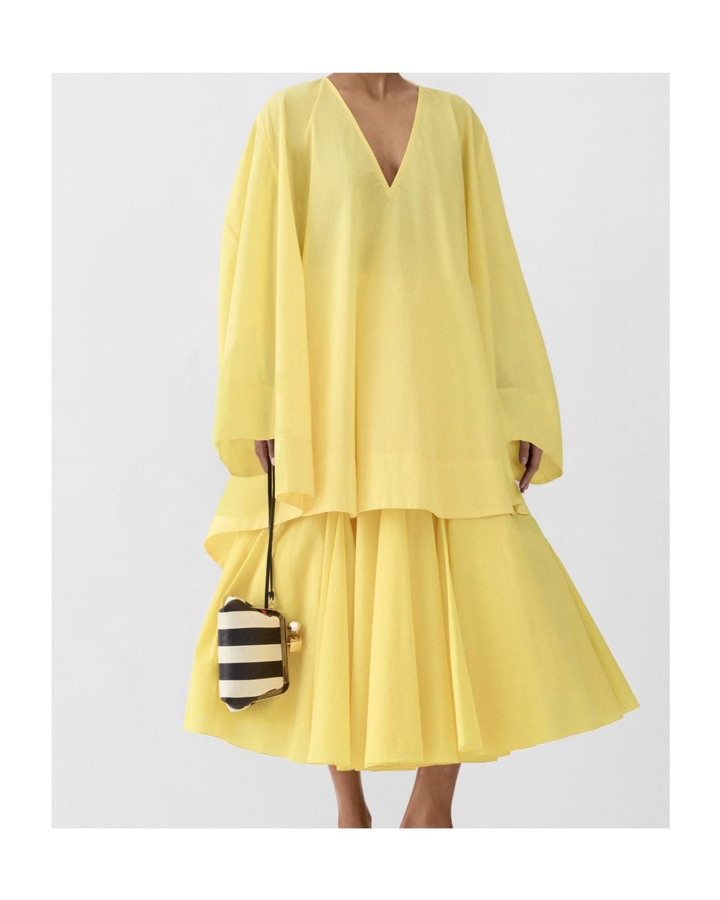 Jacquemus Yellow V-Neck Sheer Flared Dress