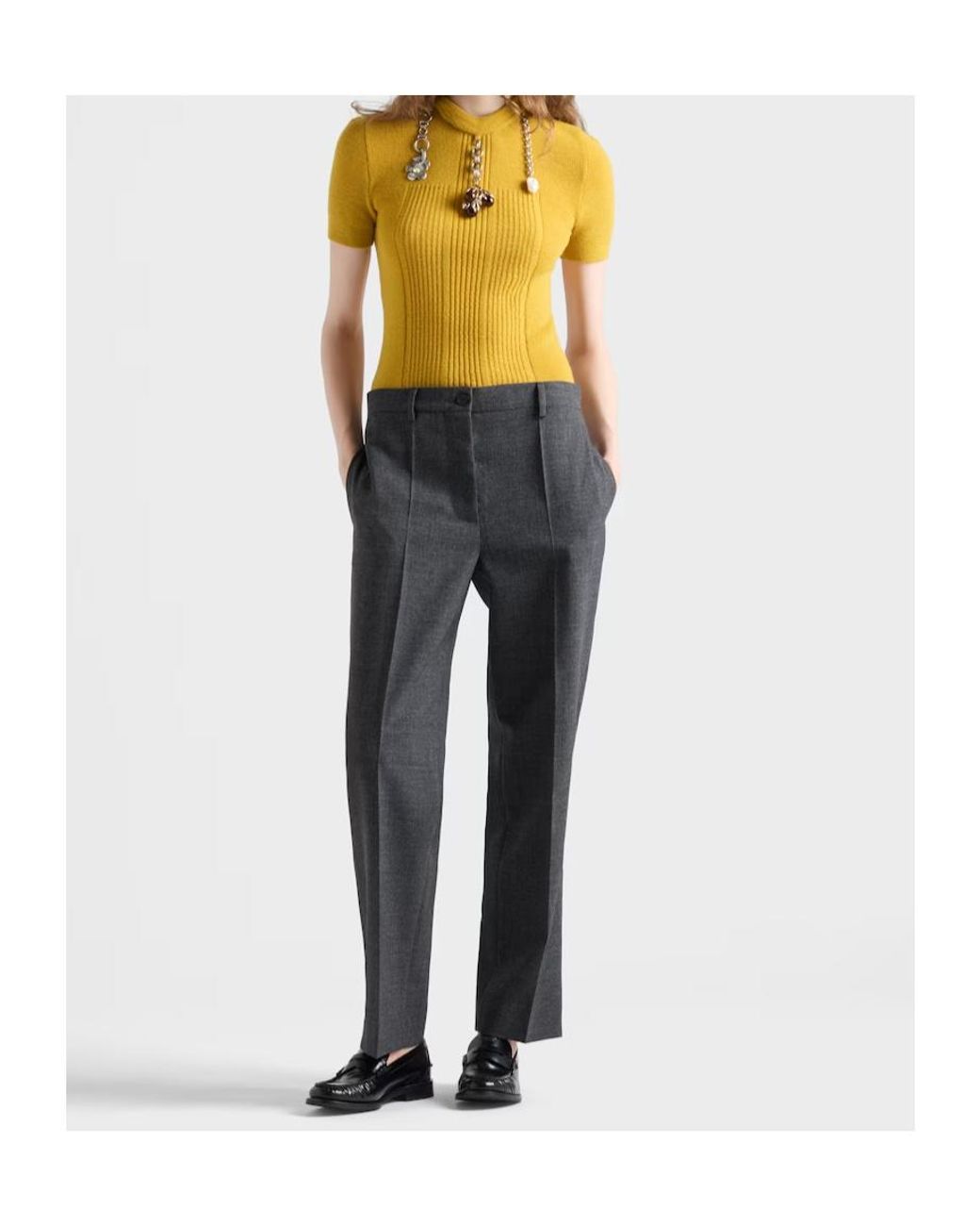 Prada Gray Rush Stitch Pants