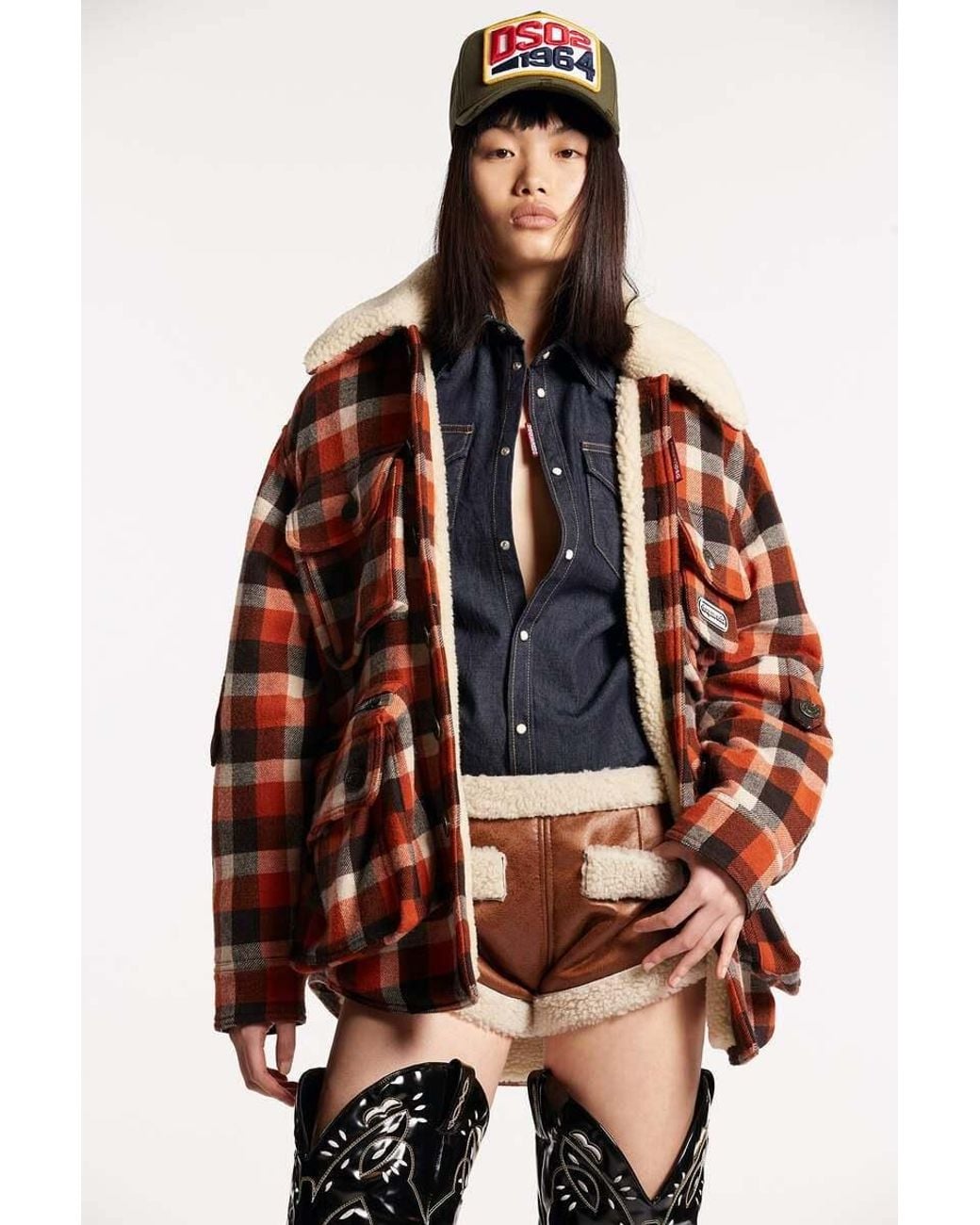 DSquared² Orange Checked Buttoned Jacket