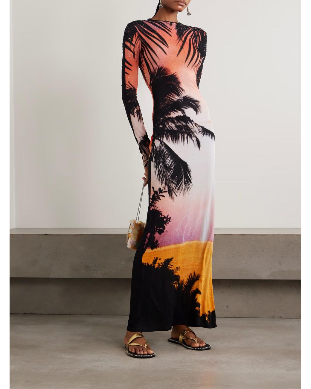 Rabanne Red Rabanne Thunderstorm-Printed Maxi Dress