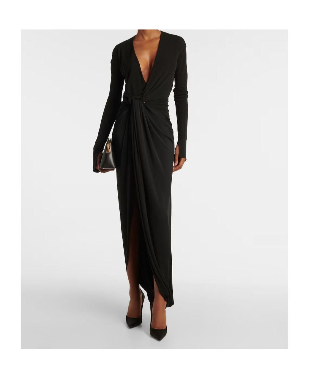 Victoria Beckham Black Knot-Detail Jersey Gown