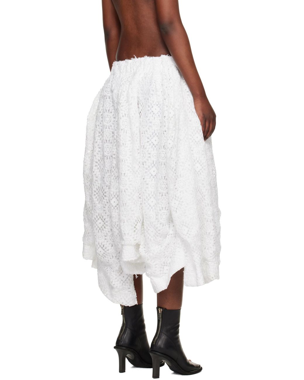 Comme des Garçons White Comme Des Garçons Lace Overlay Pants