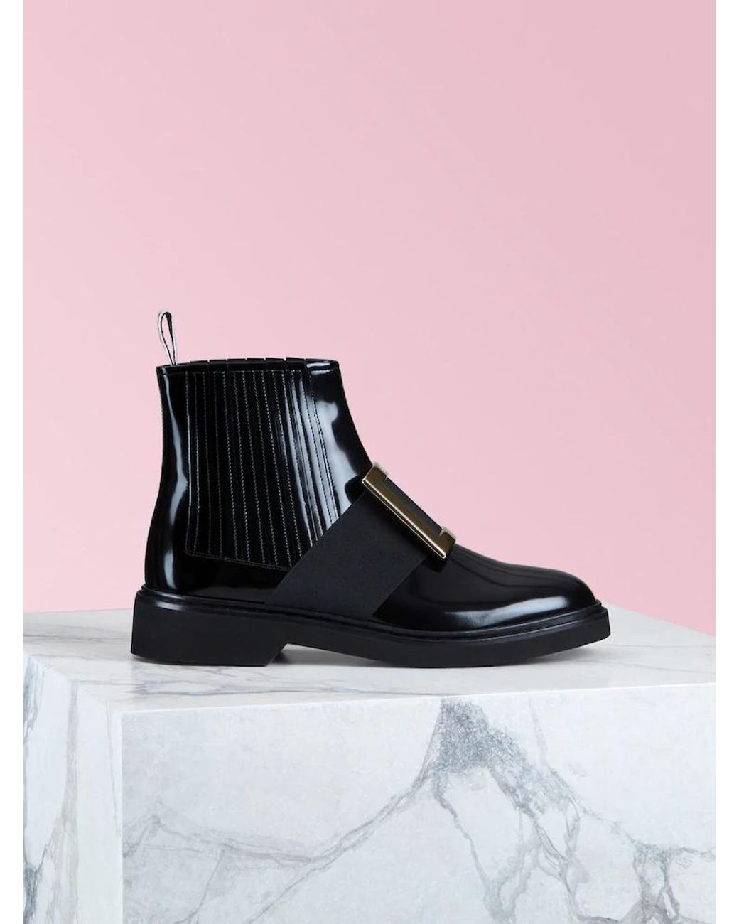 Roger Vivier Black Viv' Rangers Buckle Chelsea Boots