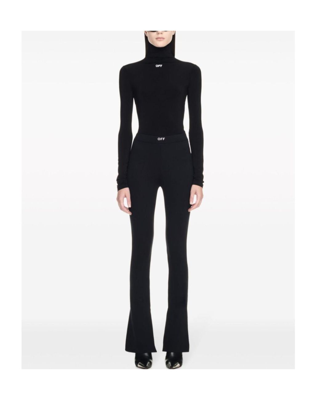 Off-White c/o Virgil Abloh Black Logo Printed Flared Leggings