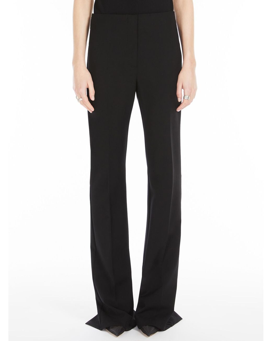 Sportmax Black Logo Patch Zip Detailed Trousers