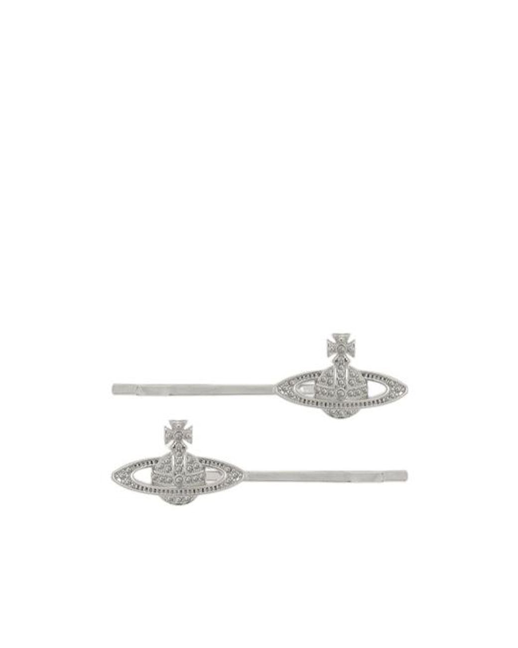 Vivienne Westwood White Bobby Embellished Hair Clips