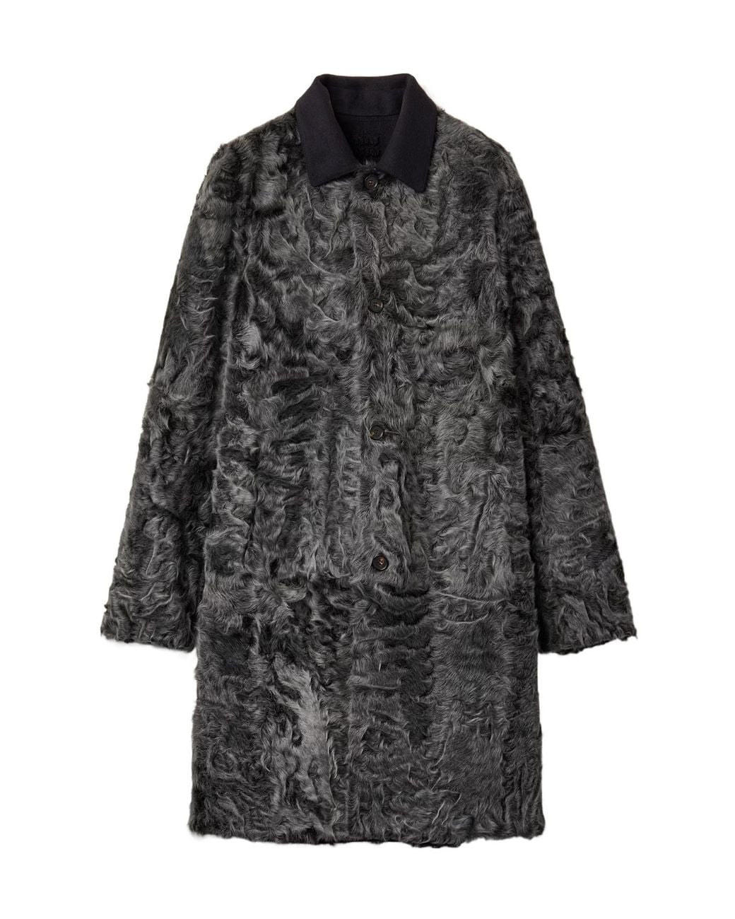 Miu Miu Gray Reversible Wool And Chekiang Coat