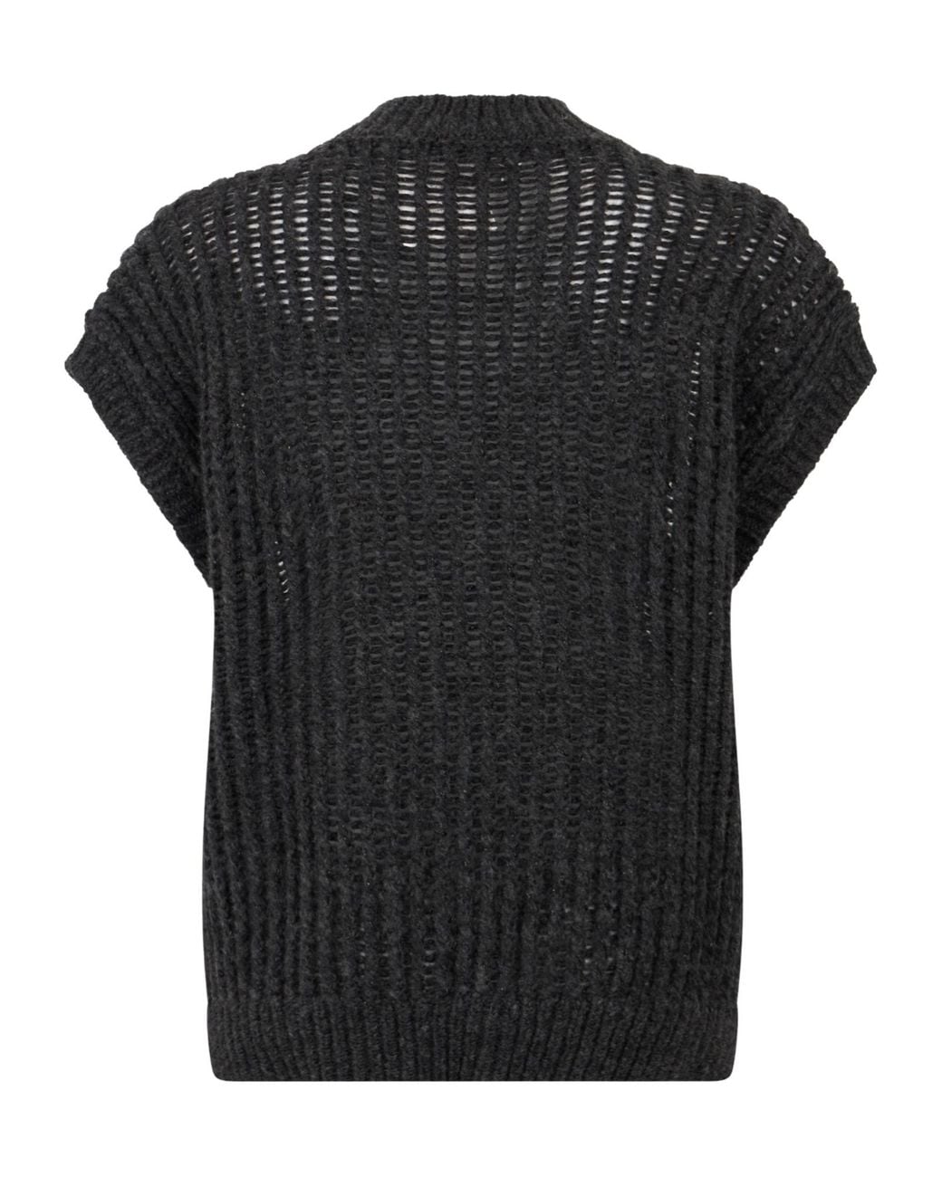 Peserico Black Open-Knit V-Neck Knitted Top