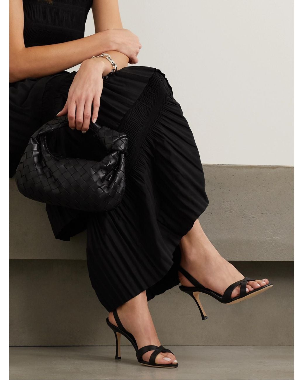 Manolo Blahnik Metallic Thin-Strap High Heel Sandals