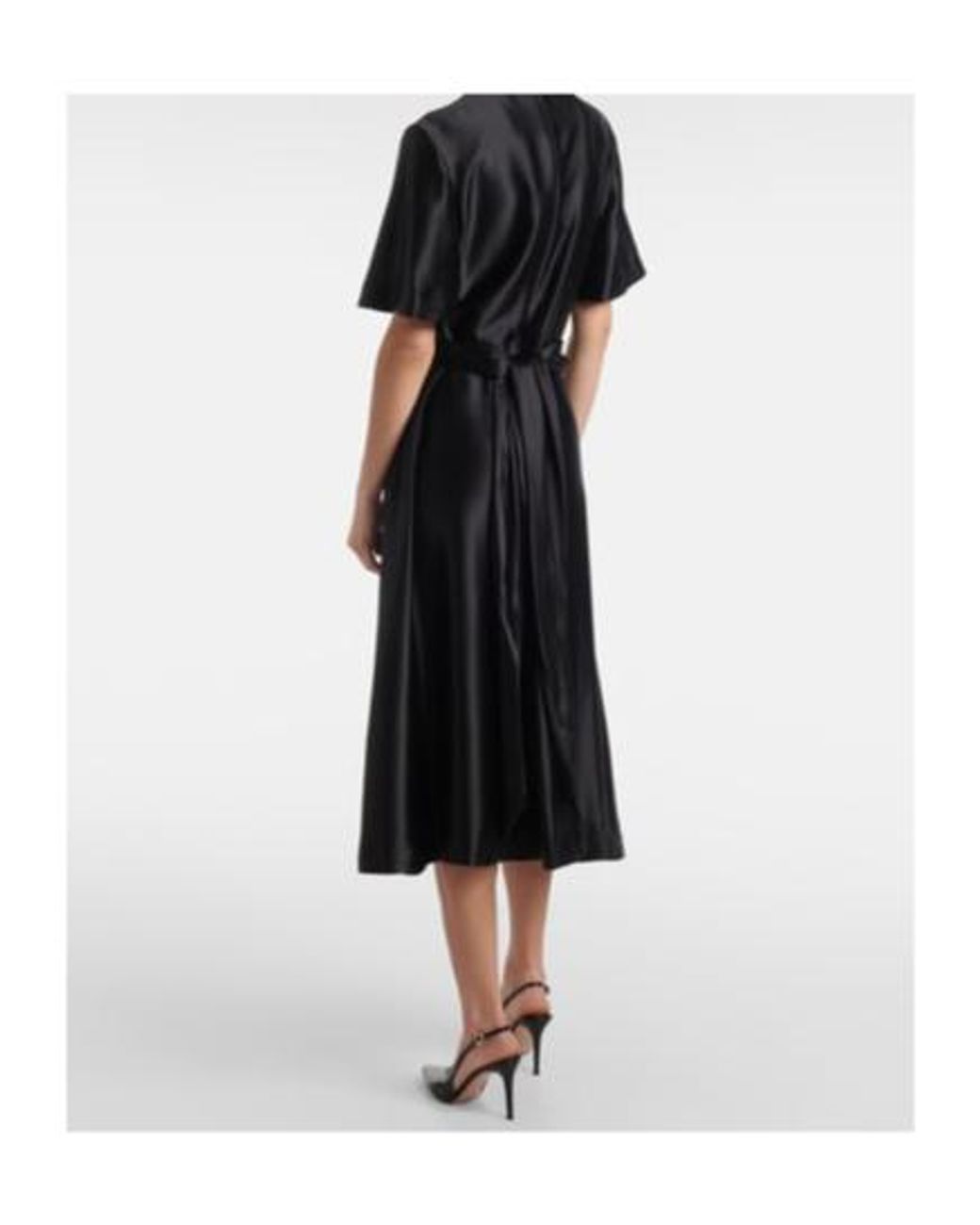 Altuzarra Black Honey Belted Silk Satin Midi Dress