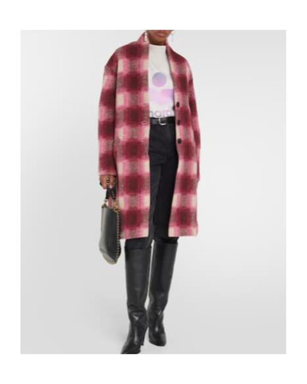 Isabel Marant Red Gabriel Checked Wool-Blend Coat