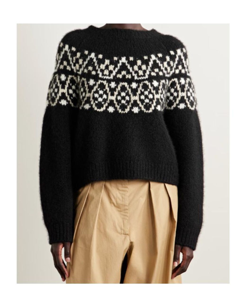 Nili Lotan Black Chrissy Fair Isle Jacquard-Knit Sweater