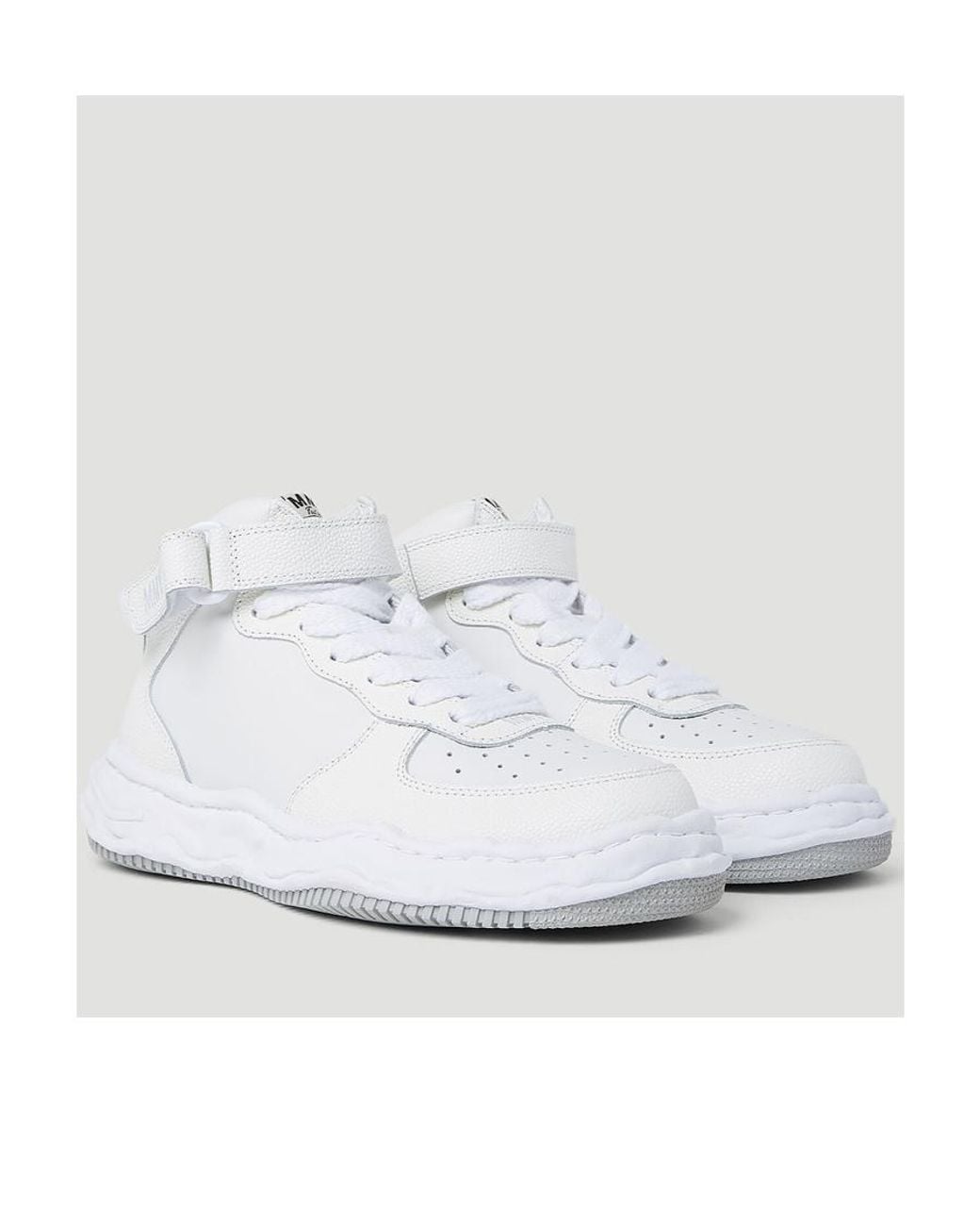 Maison Mihara Yasuhiro White Perforated Detailed High Top Sneakers for men