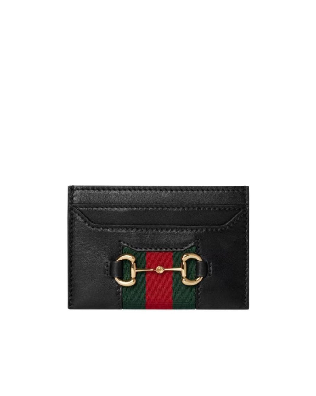 Gucci Black Horsebit Web Card Case