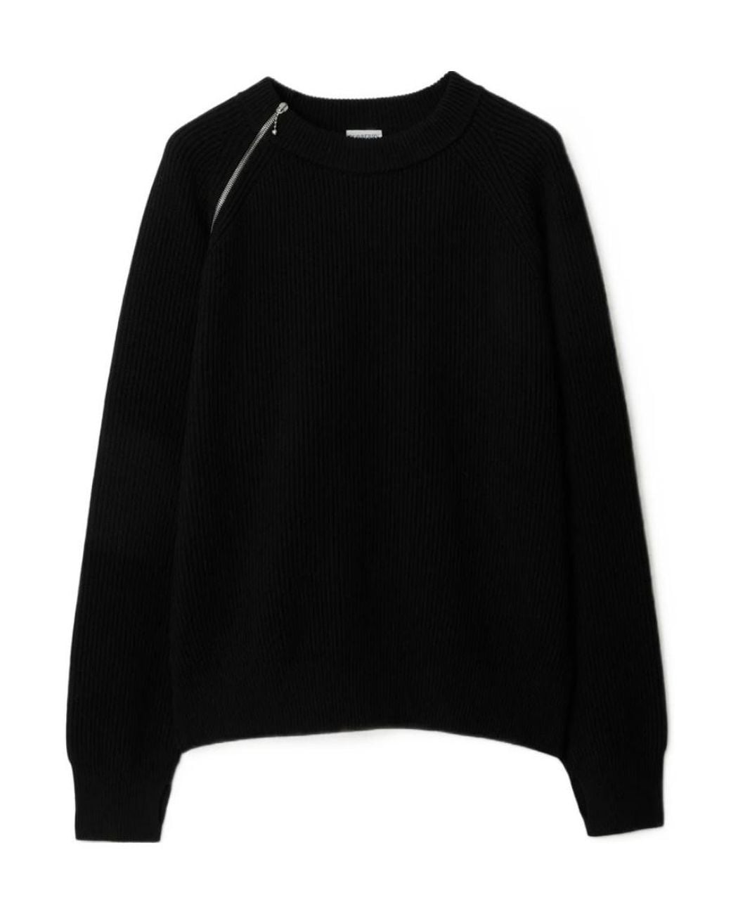 Burberry Black Zip-Detailed Crewneck Knitted Jumper for men