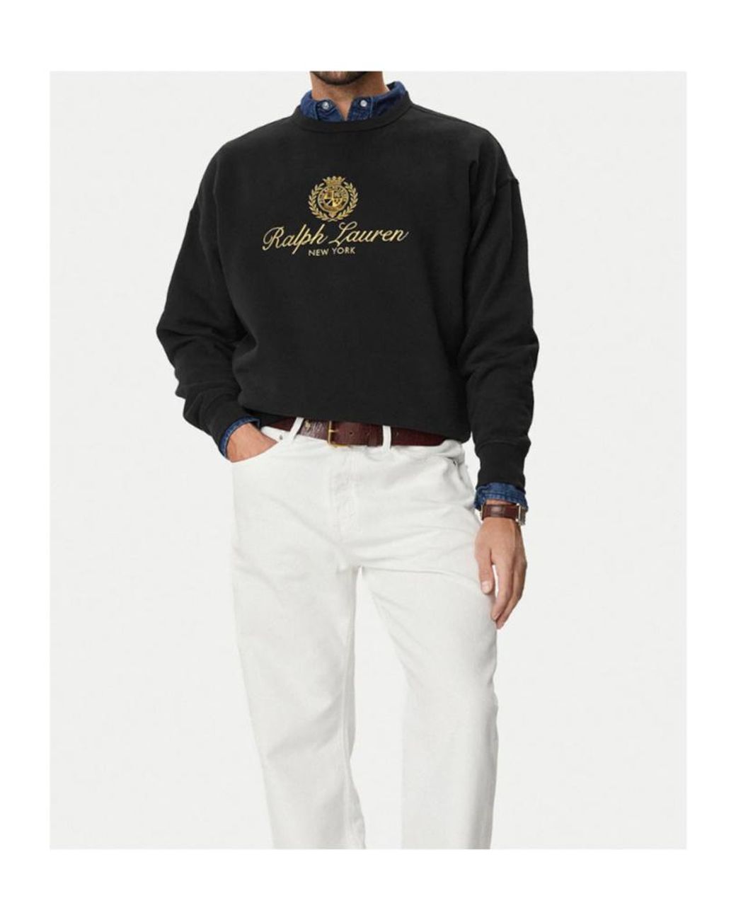 Polo Ralph Lauren Black Printed Fleece Sweatshirt for men