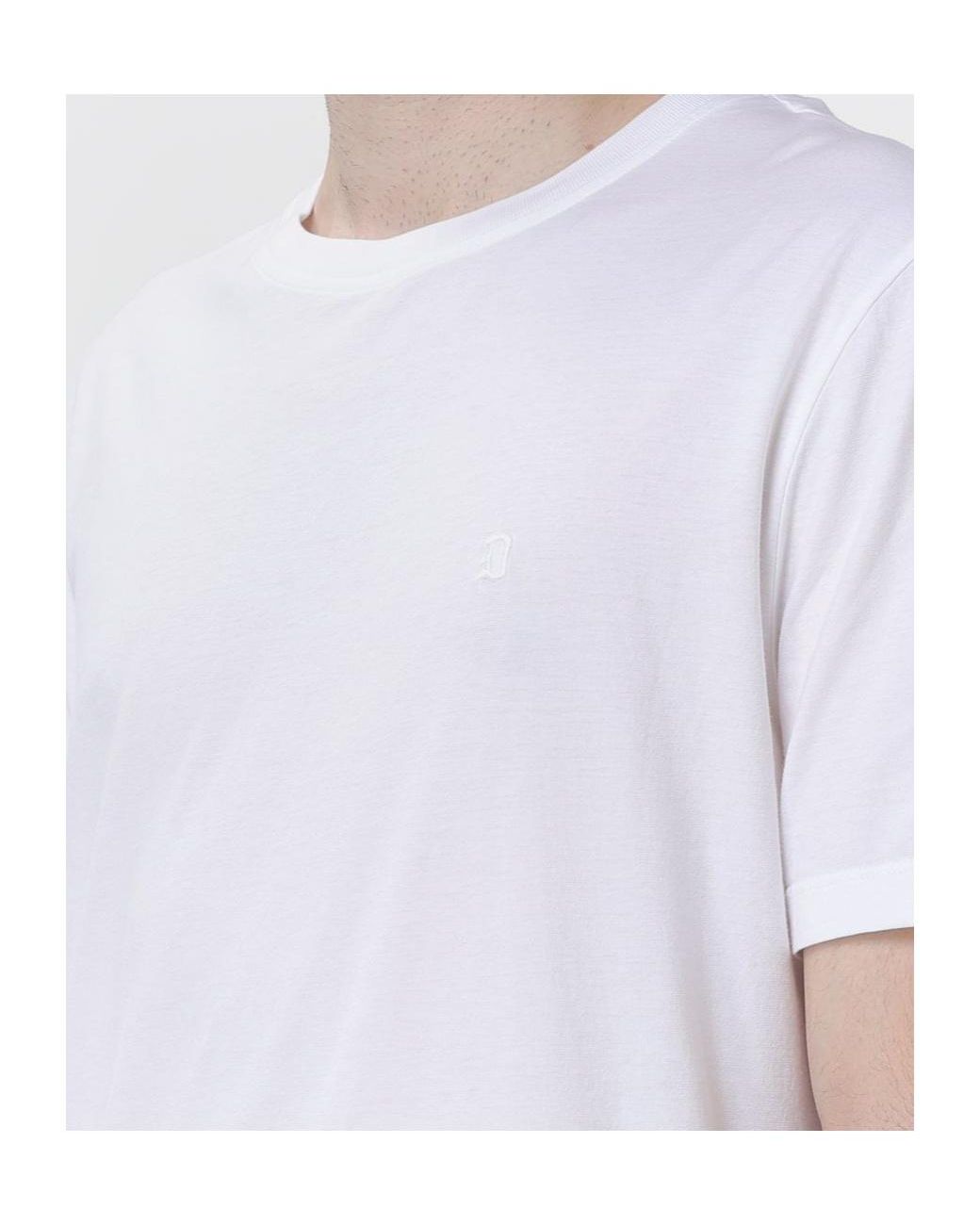Dondup White Logo Embroidered Crewneck T-Shirt for men