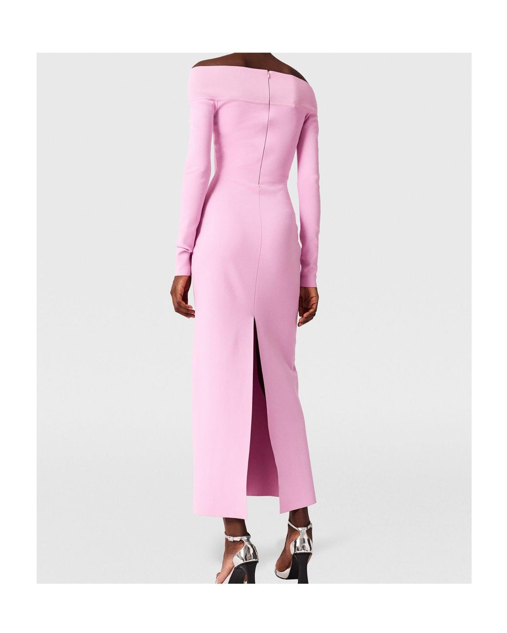 Stella McCartney Pink Off-Shoulder Long-Sleeve Midi Dress