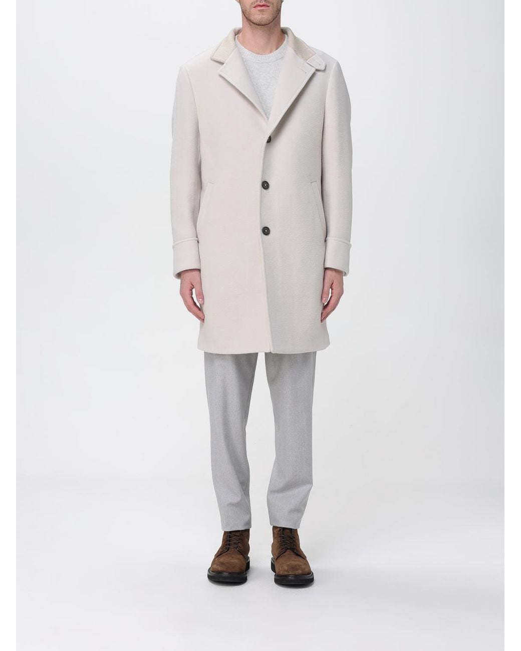Eleventy Natural Single Breasted Coat for men