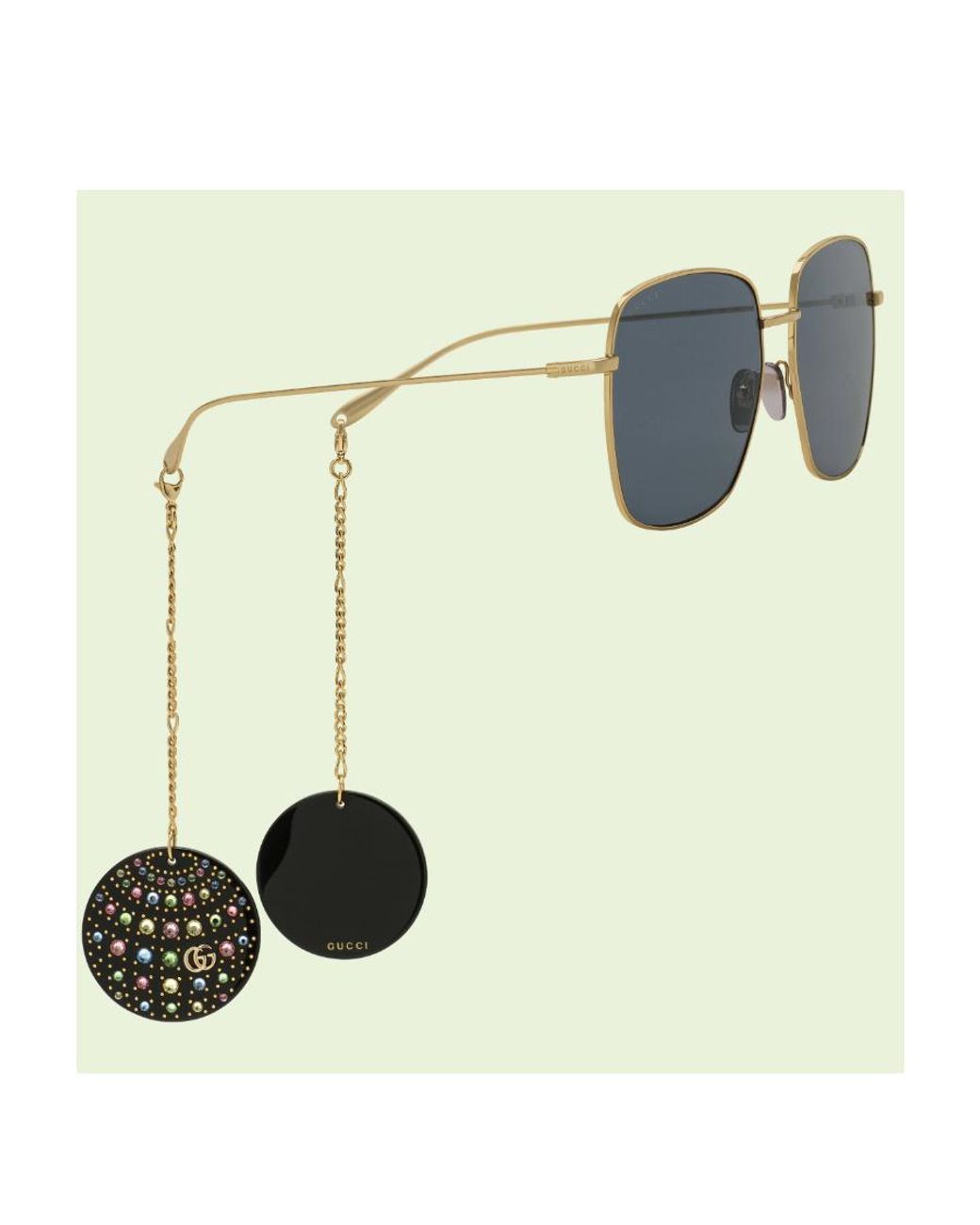 Gucci Blue Eyewear Squared-Frame Disco Charm Detailing Sunglasses