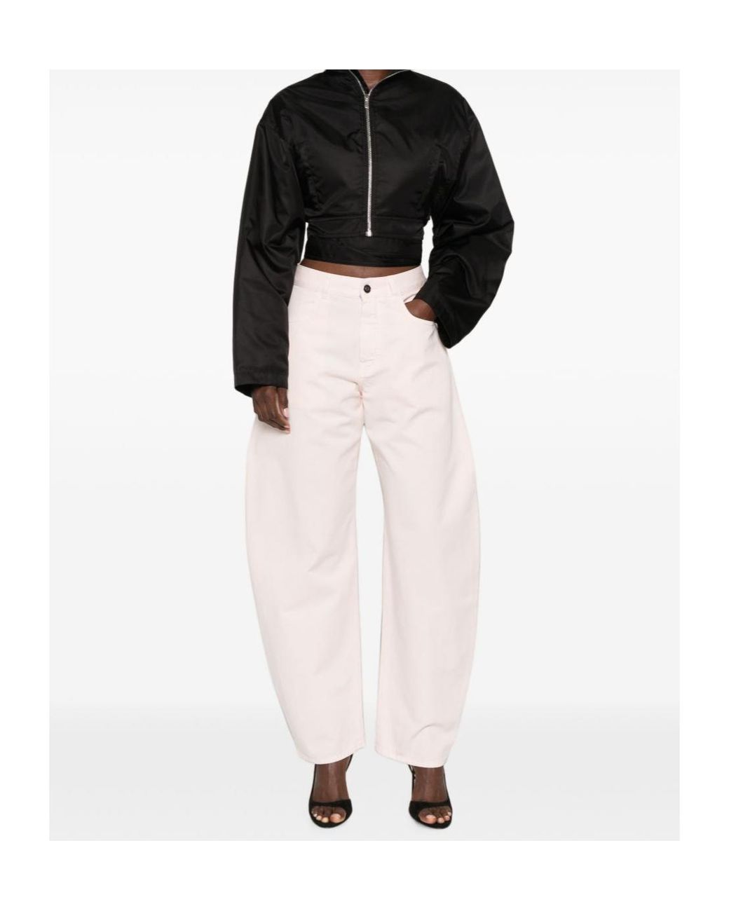 Alaïa White Alaïa High-Rise Wide-Leg Pants