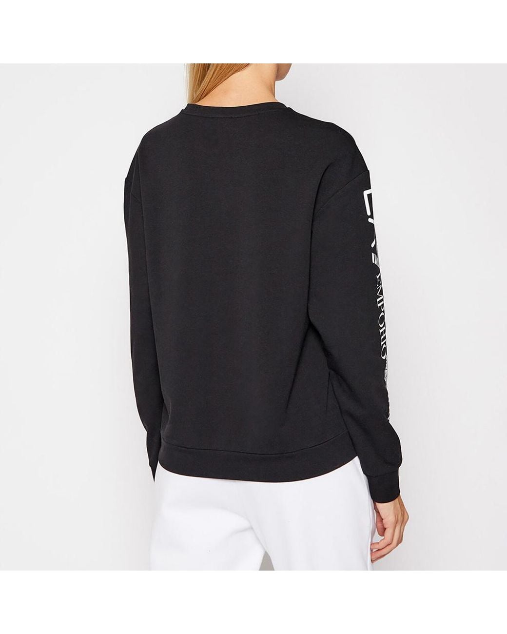 EA7 Black Round-Necked Logo Sweater