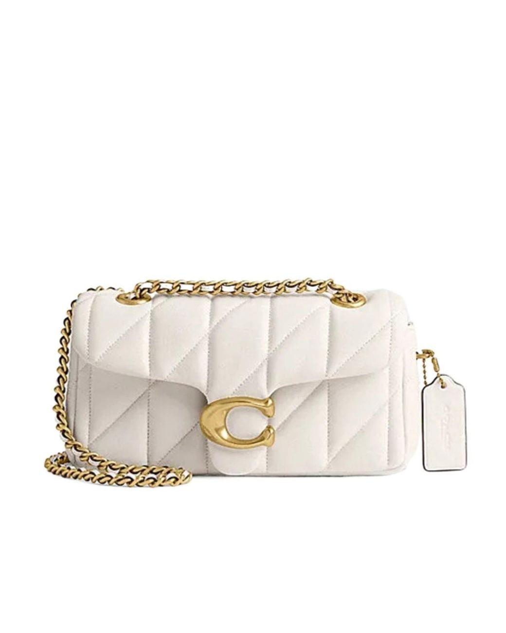 COACH Natural Tabby 20 Logo Plaque Quilted Shoulder Bag