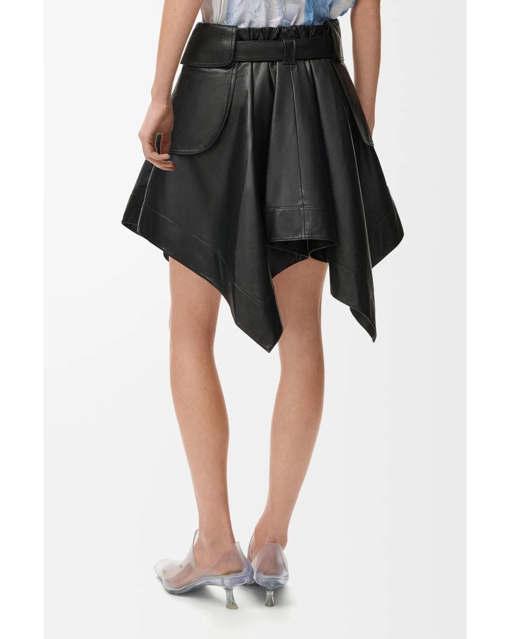 Loewe Black Cargo Belted Leather Mini Skirt