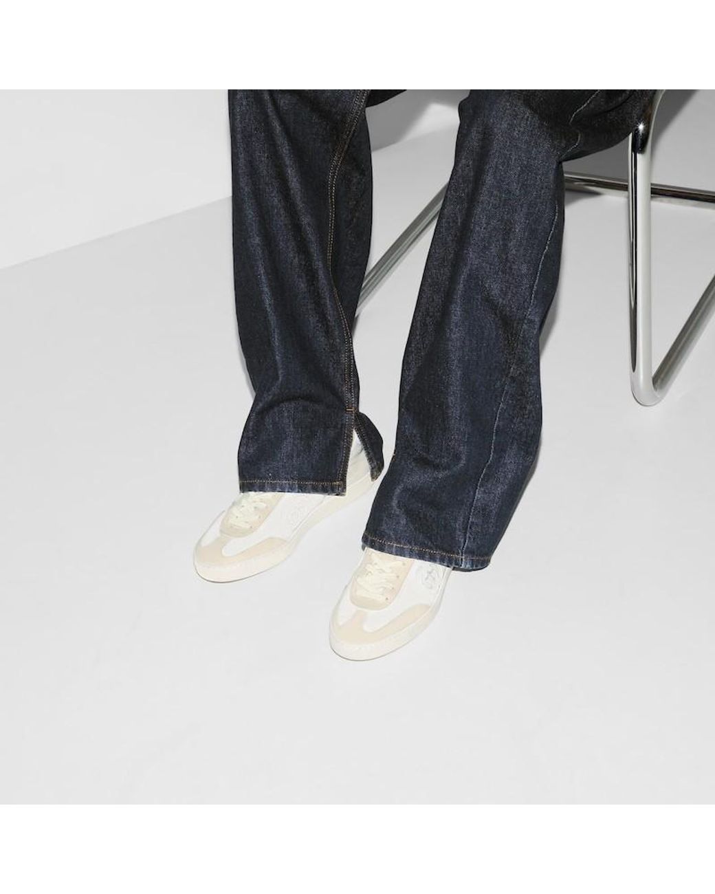 Gucci White G75 Sneaker, Suede