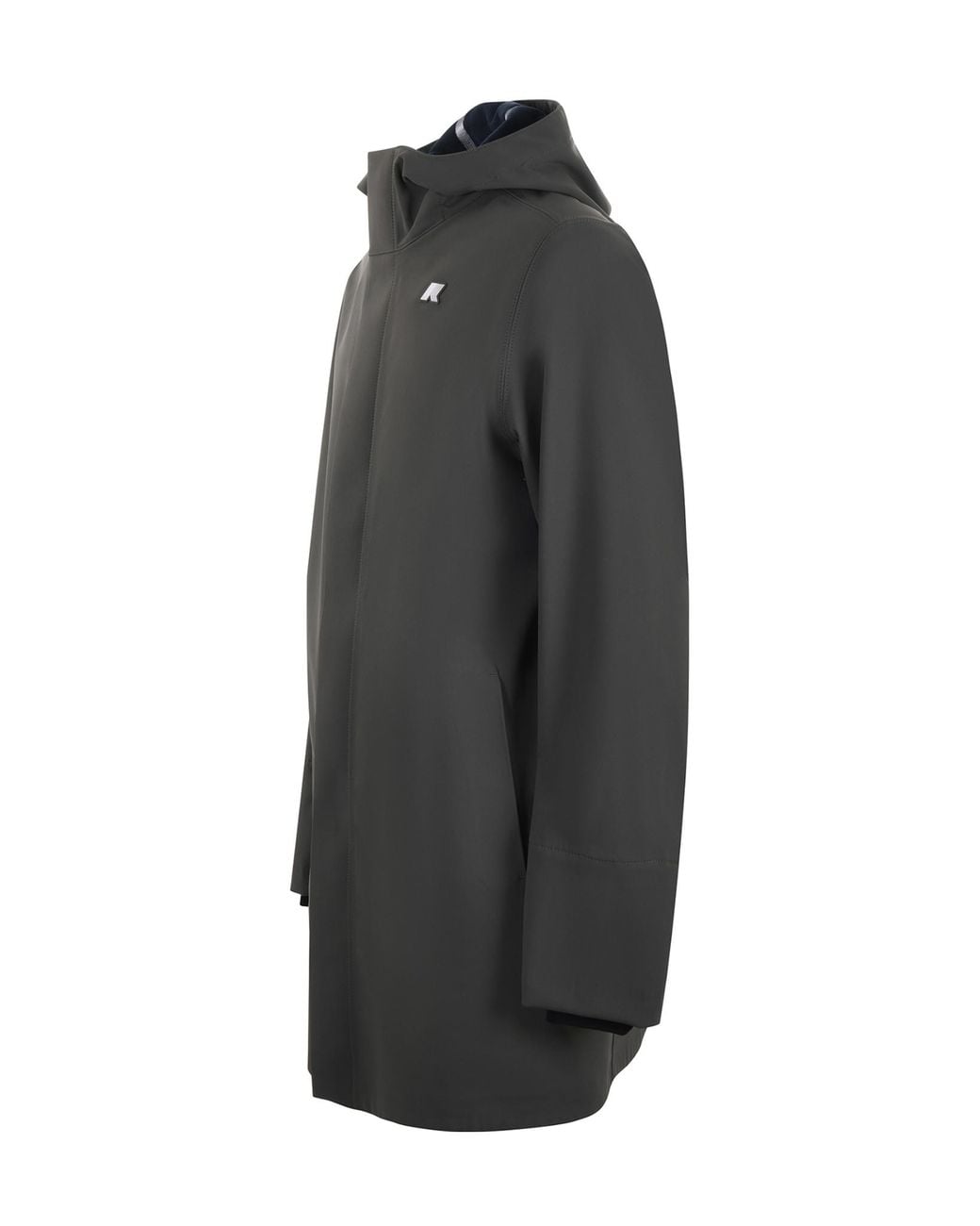 K-Way Gray Slim Fit Hooded Coat for men