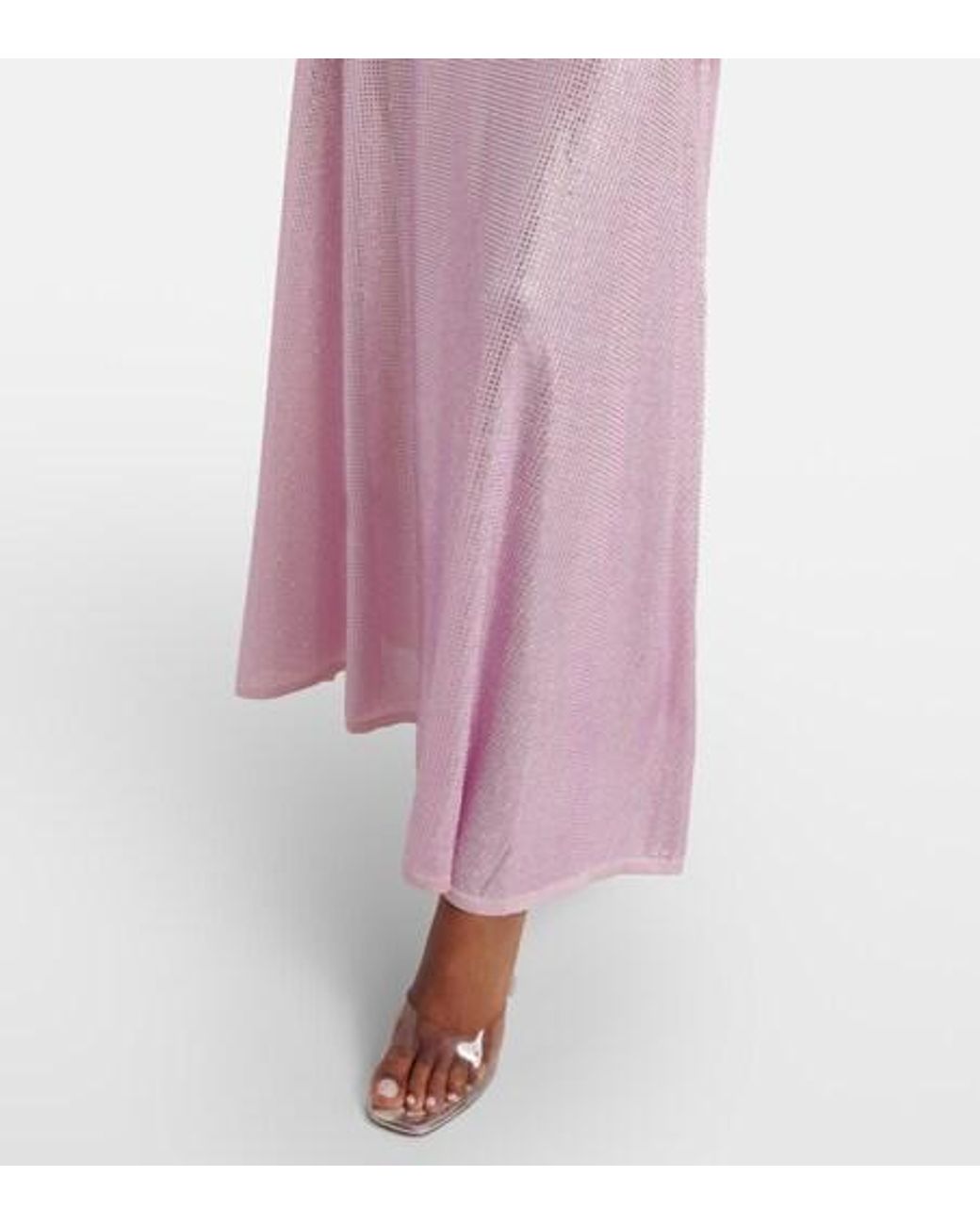 David Koma Purple Ruched Sequined Maxi Dress