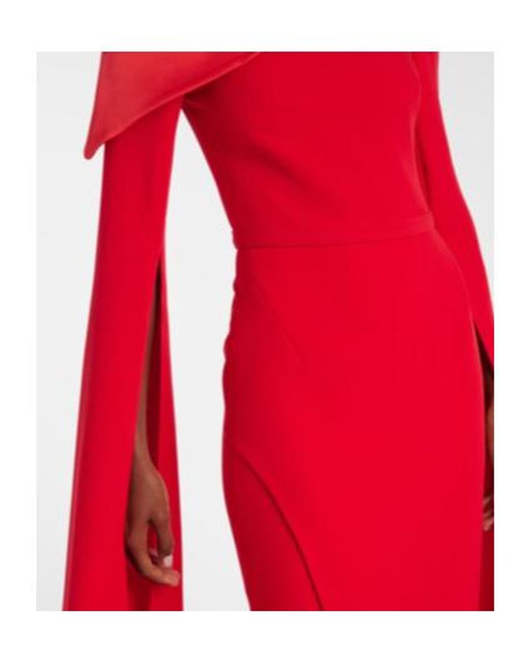 Safiyaa Red Rinoa Caped Crépe Gown
