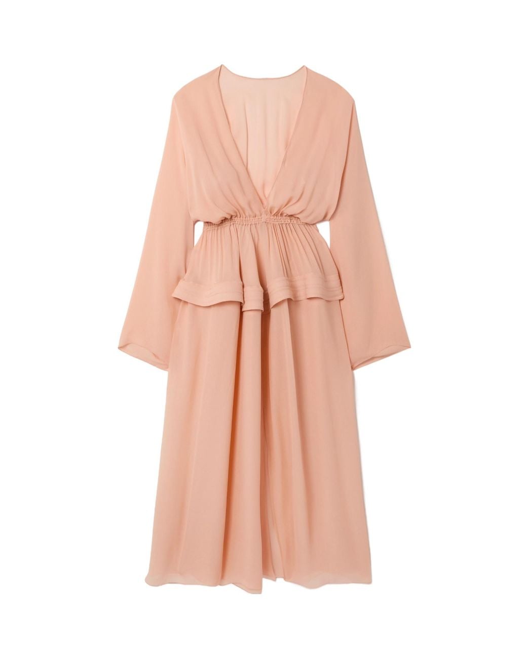 Alaïa Pink Alaïa V-Neck Peplum-Detail Maxi Dress
