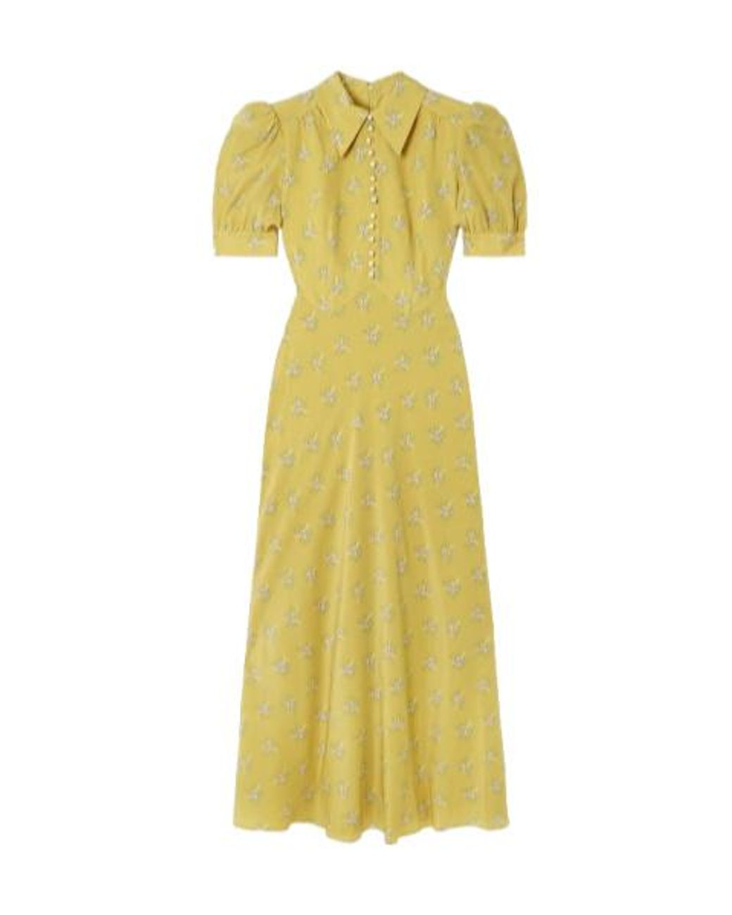 Alessandra Rich Yellow Floral Print Dress