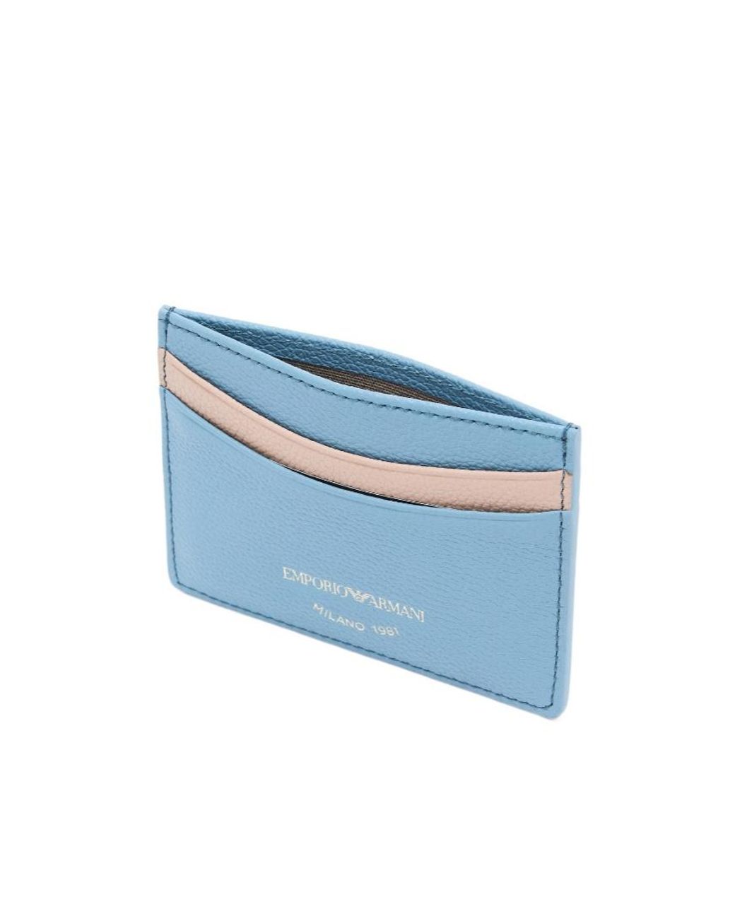 Emporio Armani Blue Tumbled Leather Card Holder