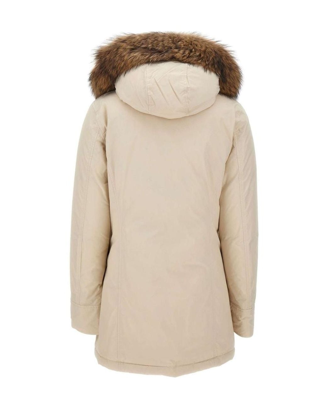 Woolrich Natural Arctic Hooded Fur Trim Parka Coat